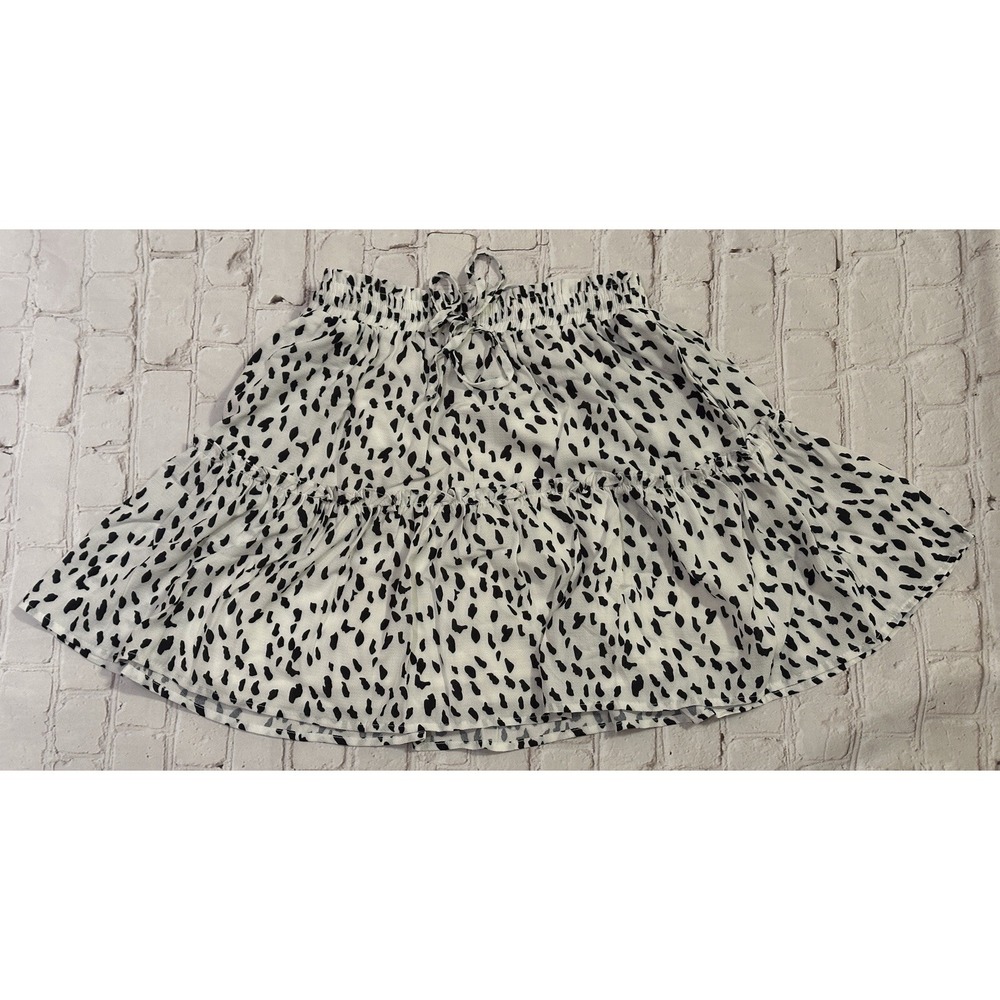 Princess Polly US 2 White/Black Front Tie Skirt with pockets